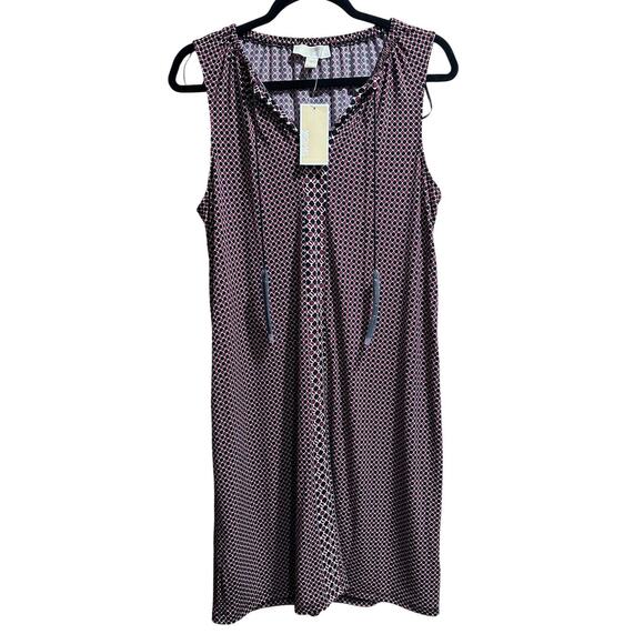 NWT | Michael Kors Sleeveless Geometric Midi Dress | Garnet & Black | Size M - Picture 2 of 5